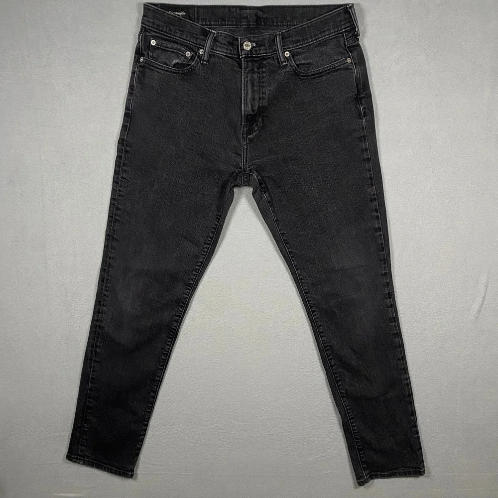 Abercrombie & Fitch Mens Skinny Jeans Faded Black Denim 33x32 131D0151-ABLACK196